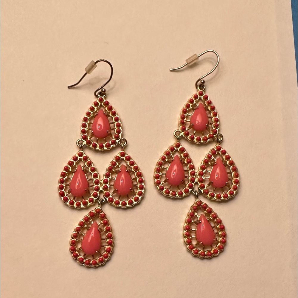 Stella and Dot pink statement earrings